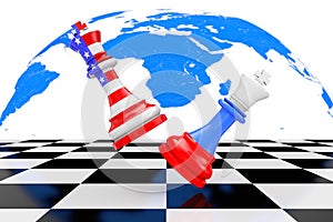 US America and Russia Kings Chess Fighting over a Chess Board. 3