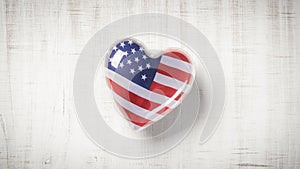 US American flag in the shape of a heart.