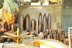 US ammunition on display at The national Vietnam war museum in Ho Chi Minh City, Vietnam