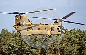 US Army Boeing CH-47F Chinook transport helicopter taking off. USA - June 22, 2018