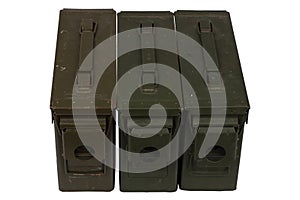 US army green metal .30 cal ammo boxes