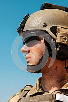 US Army Ranger in the desert beneath a scorching sun