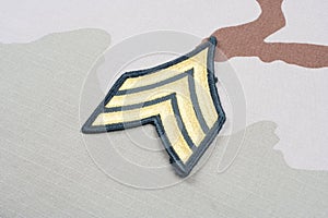 US ARMY Sergeant rank patch on desert uniform