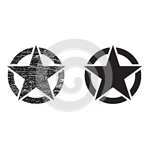 US army sign, Army star, war symbol, vector, Vintage retro grunge black star in circle on white background