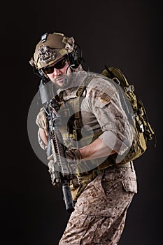 US Army Soldier on Dark Background
