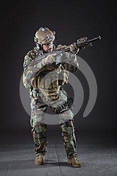 US Army Soldier on Dark Background