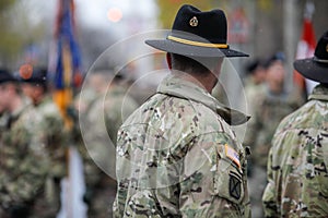 US Army soldiers of the 1st Cavalry Division take part at the Romanian National Day military parade