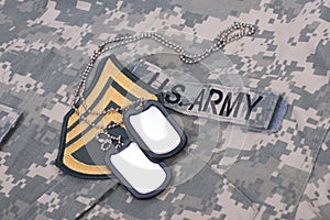 Us army uniform with blank dog tags