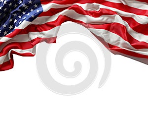 US banner, ripped and torn American flag flyer isolated on white transparent, National holida