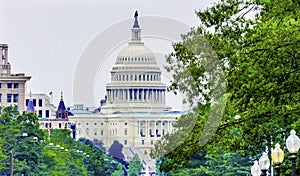 US Capital Pennsylvania Avenue Summer Green Trees Washington DC