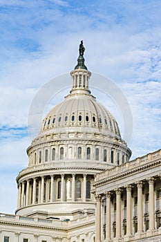 US Capitol Buiding Washington DC Dome Detail Closeup Alone Daylight Shadow Sunshine American Landmark