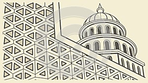 US Capitol Building with Abstract Geometric Pattern, vector design Generative AI