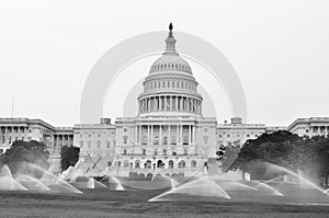 US Capitol building in black and white, Washington DC, USA