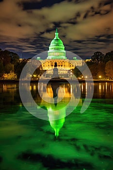 us capitol building illuminated at night