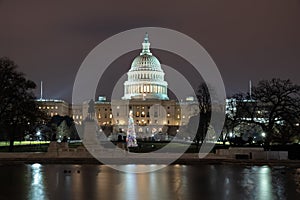 US Capitol Building at night in Washington, D.C