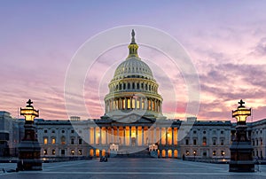 US Capitol building at sunset, Washington DC, USA