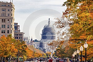 US Capitol Construction Pennsylvania Avenue Autumn Washington DC