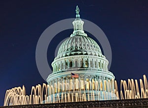 US Capitol Dome Fountain Night Stars Washington DC