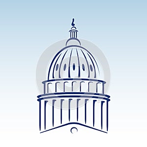 US Capitol Dome Vector Illustration