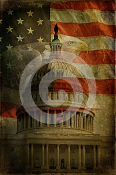 US Capitol, Flag, Eagle Textured