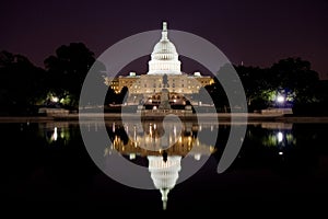 US Capitol at night