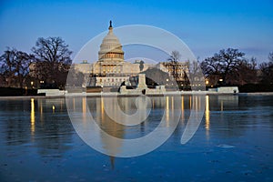 The US Capitol at night, Washington DC