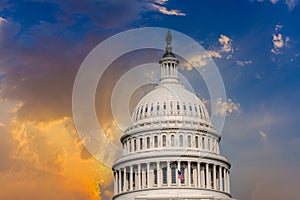 US Capitol in Washington DC in dramatic sunset