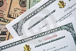 US Certificate of Naturalization on big amount of money bills