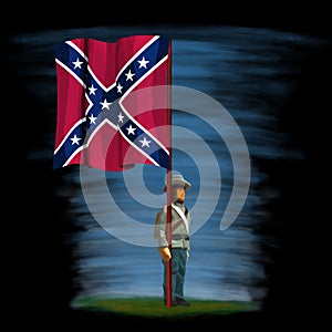 US Civil War. Original Confederate soldier illustration