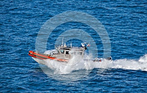 US Coast Guard boat providing security, Kay West, Florida photo