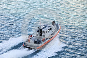 US Coast Guard boat providing security