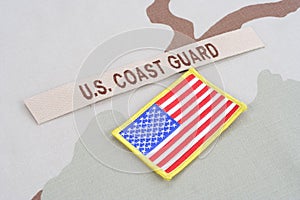 US COAST GUARD branch tape with flag on desert camouflage uniform