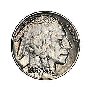 US coin 5 cents 1936