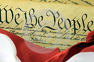 US Constitution - We The People with American Flag