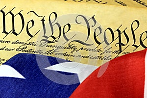 US Constitution - We The People with American Flag