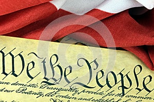 US Constitution - We The People with American Flag