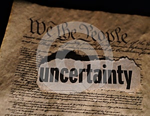 US Constitution with Uncertainty news headline