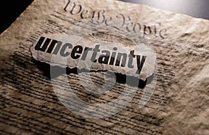 US Constitution with Uncertainty news headline