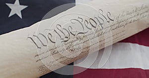 US constitution and US flag