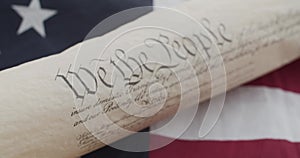 US constitution and US flag