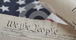 US constitution and US flag