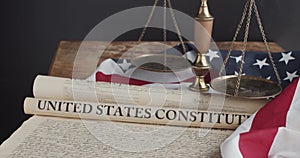 US constitution and US flag