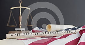 US constitution and US flag