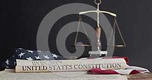 US constitution and US flag