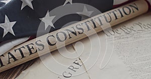 US constitution and US flag