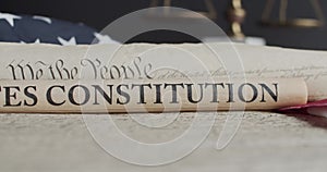 US constitution and US flag