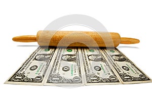 Us Currency With Rolling Pin