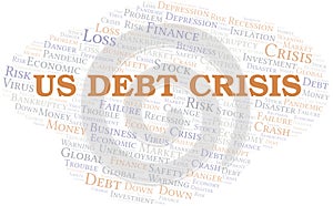 Us Debt Crisis word cloud create with text only.