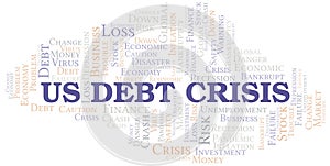 Us Debt Crisis word cloud create with text only.