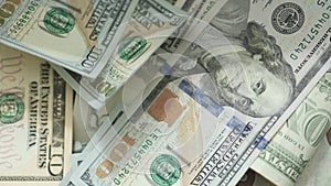 US dollar 100 hundred banknotes bills background